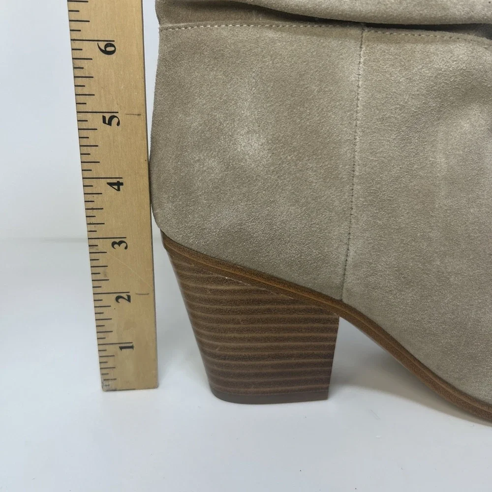 Nine West Kadon Slouch Boots Taupe Suede‎ Mid Calf Pointed Toe Block Heel 8M NIB